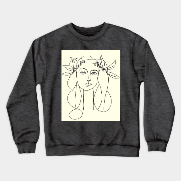 Young Girl Head Sketch Print Crewneck Sweatshirt by posterbobs